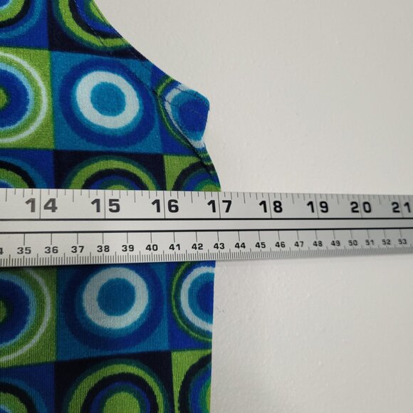 Vintage y2k green blue groovy mod go go psychedelic party going out top size med - Picture 4 of 5